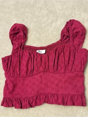 Hollister Raspberry Pink Ruffle Crop Tank